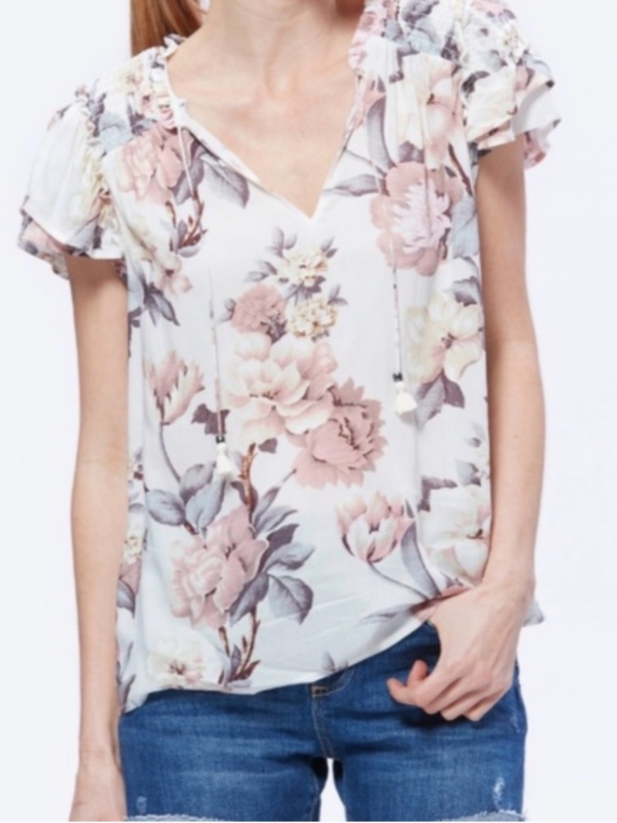 Paige Denim Laramie White Desert Wild Flower Tie Top Size Medium